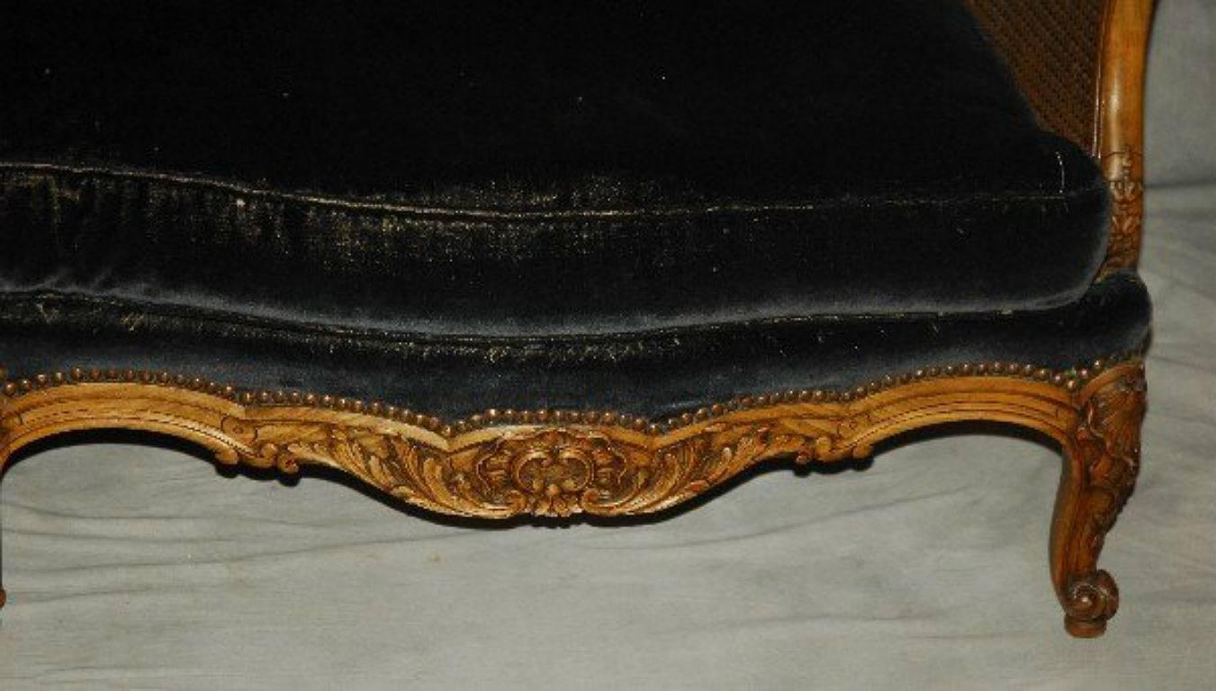 19th Century Three-Piece Provincial Louis XV Double Cane Salon Set For Sale 4