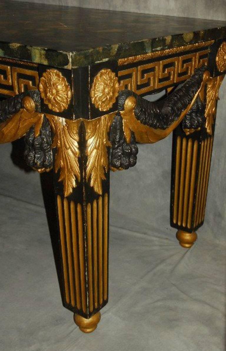 Baroque Italian Carved Painted and Parcel Gilt Center Table For Sale