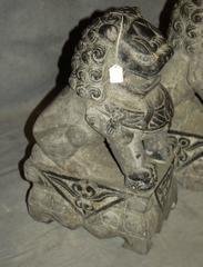 Pair of Chinese Carved Marble Foo Dogs