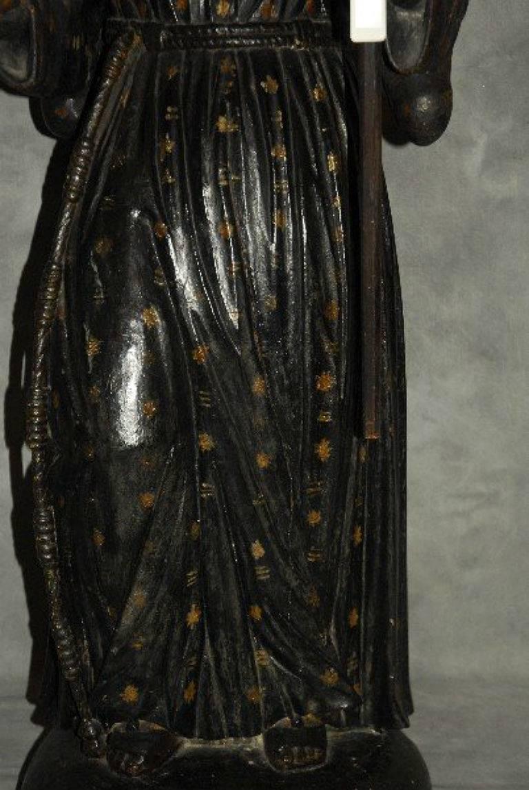 Large 18th Century Carved and Polychrome Figure of Saint Francis of Assisi In Good Condition In Miami, FL