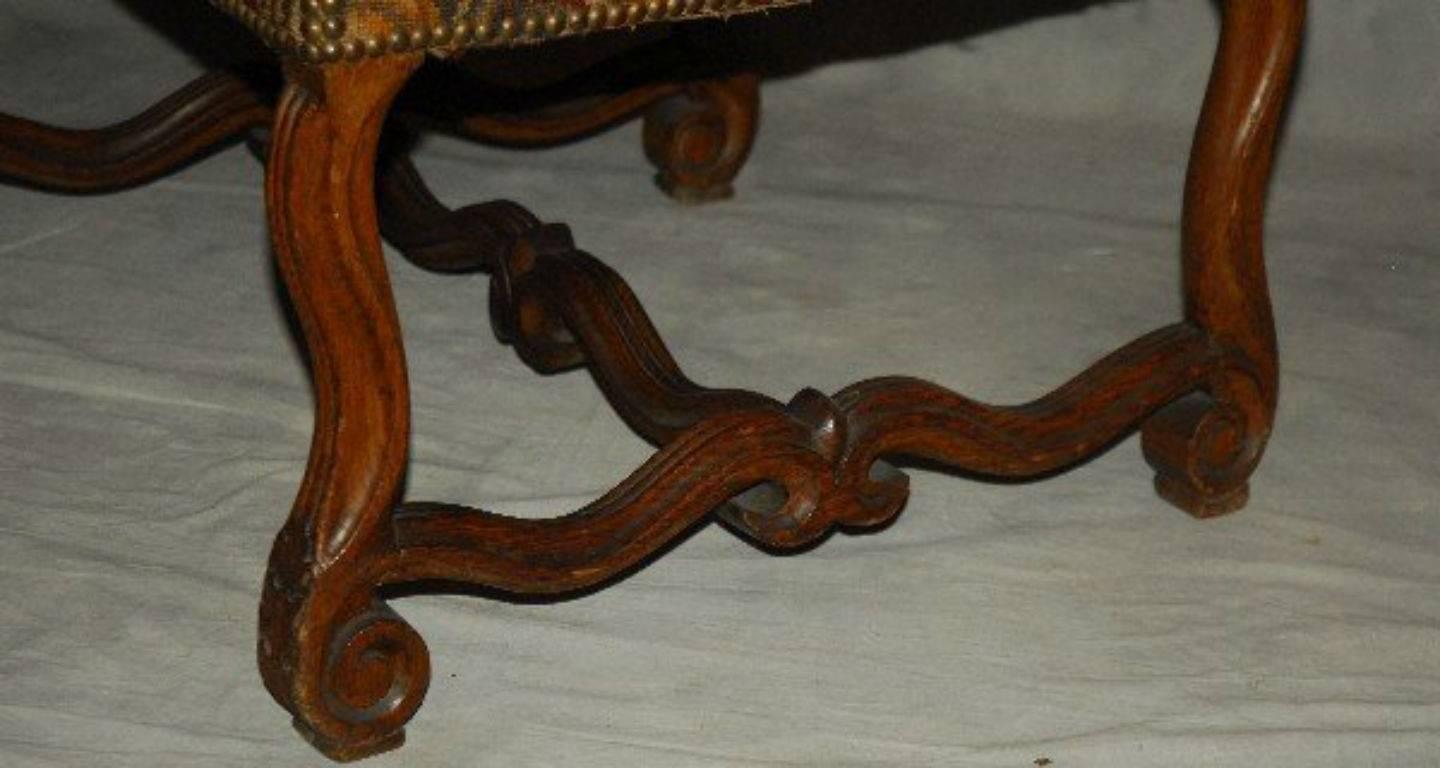 Pair of 19th Century Louis XIV Carved Oak Open Arm Chairs 2