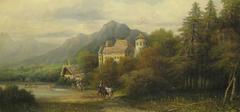 19th Century Oil on Board European Landscape by Frederick Schafer