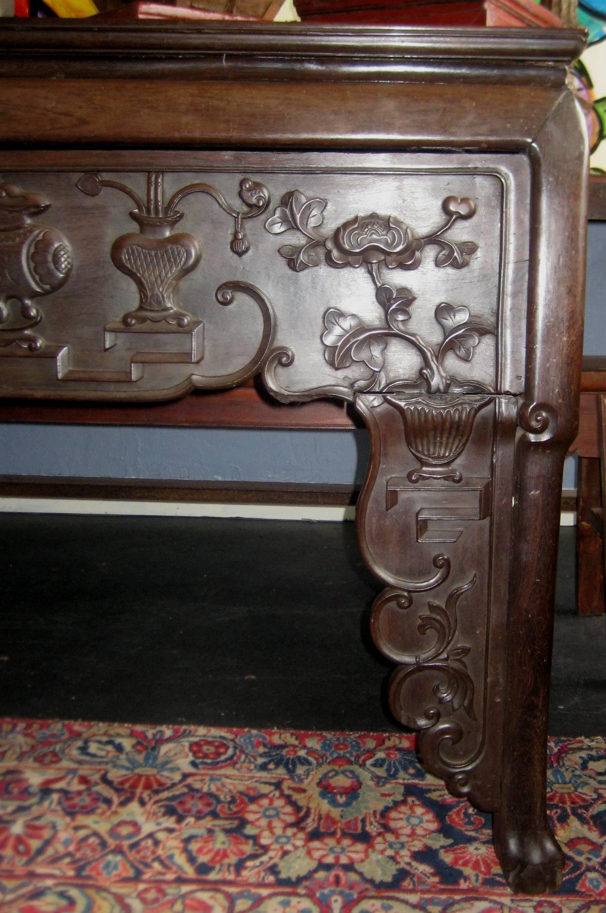19th Century Chinese Carved Hardwood Console or Alter Table 1