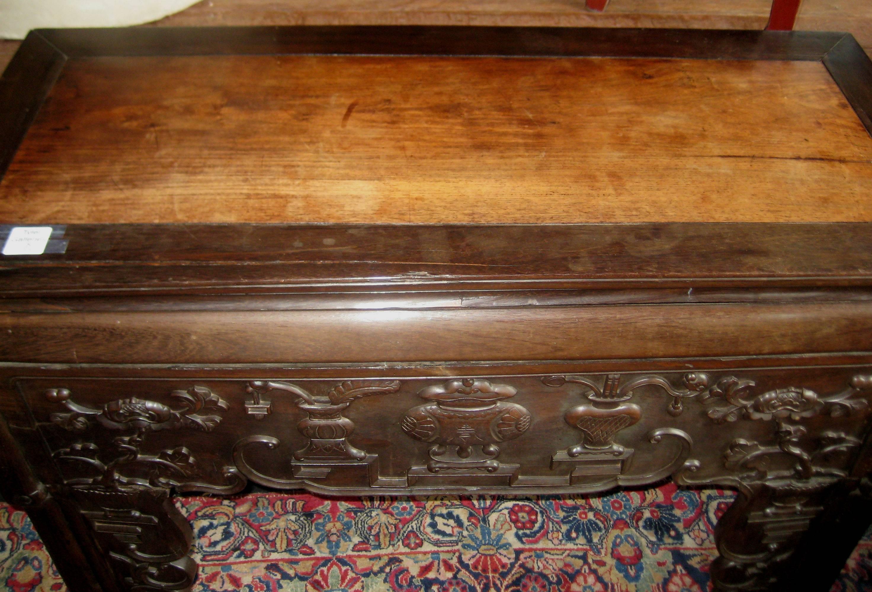 Chinese Export 19th Century Chinese Carved Hardwood Console or Alter Table