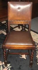 19th Century English Carved Oak Barley Twist Table and Four Chairs
