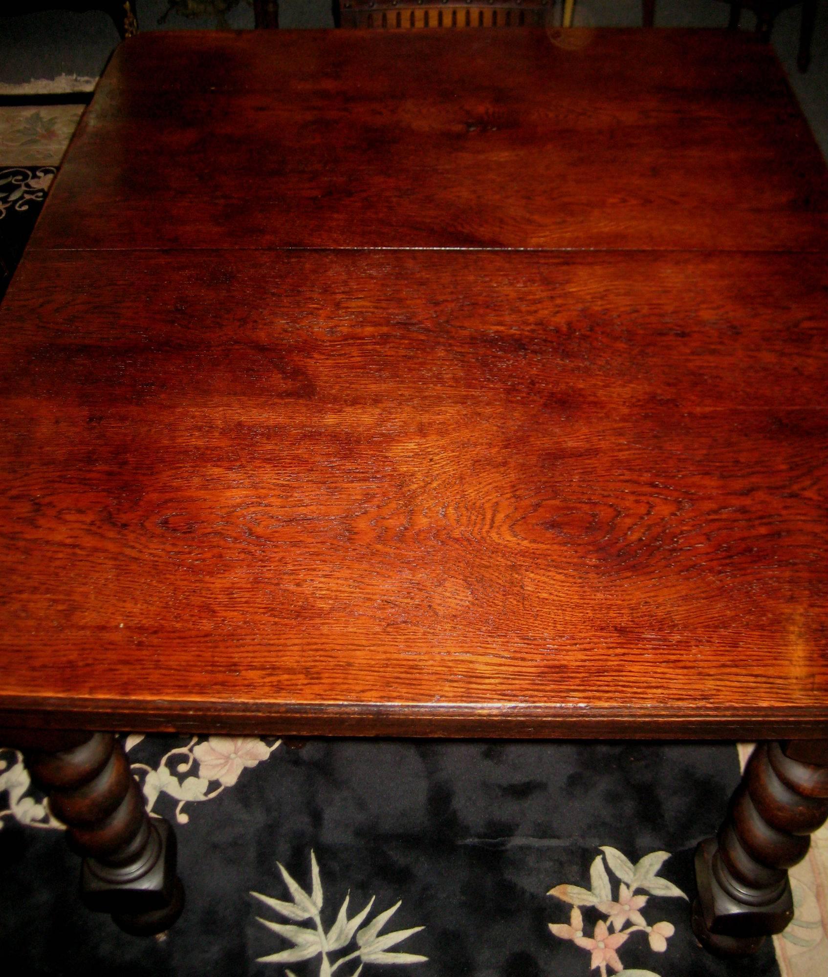 19th Century English Carved Oak Barley Twist Table and Four Chairs In Good Condition In Miami, FL