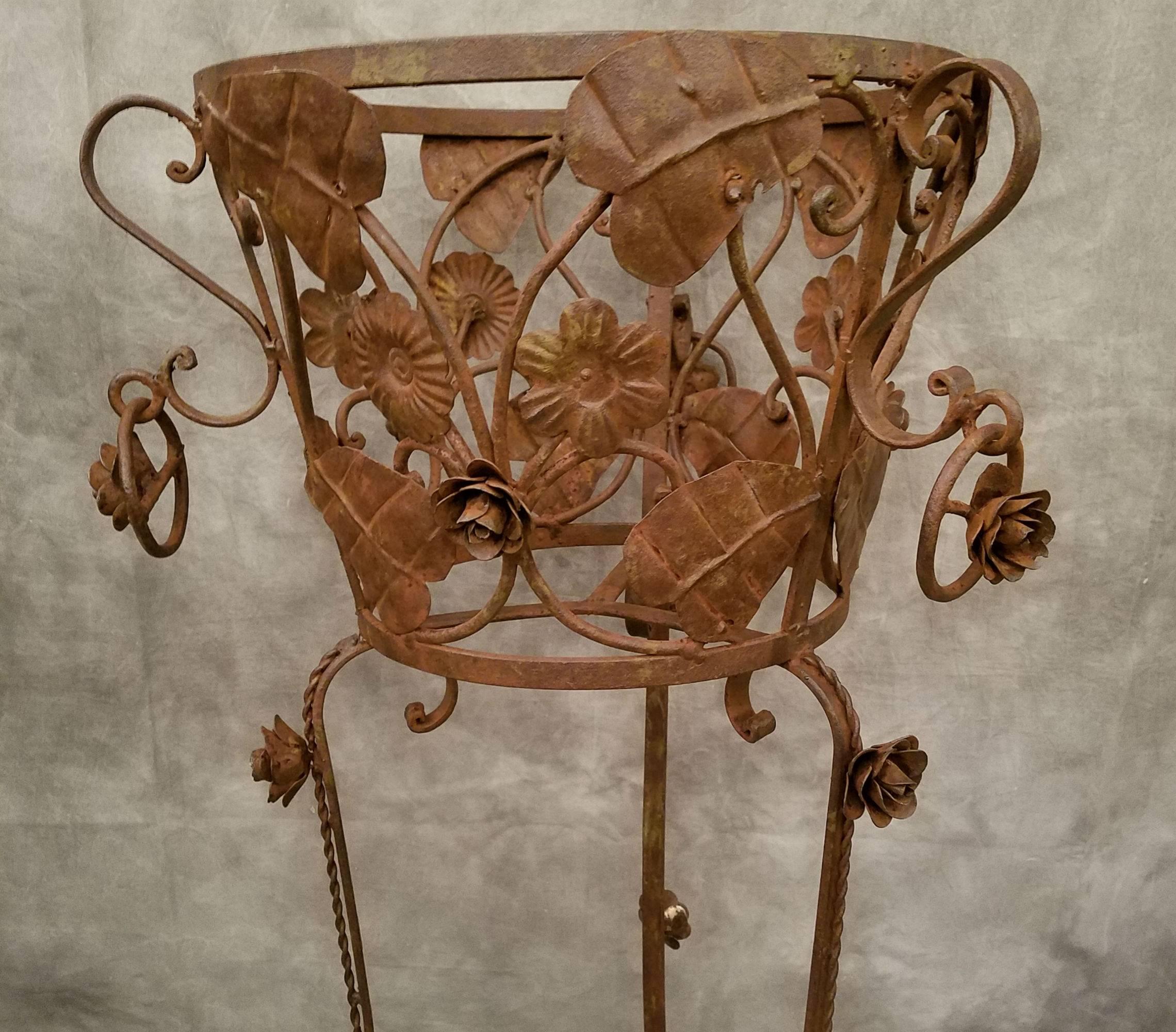 Other Pair of Iron Leaf and Flower Plant Stands