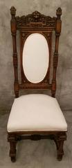 Set of Four 19th Century Renaissance Carved Walnut and Bronze Side Chairs