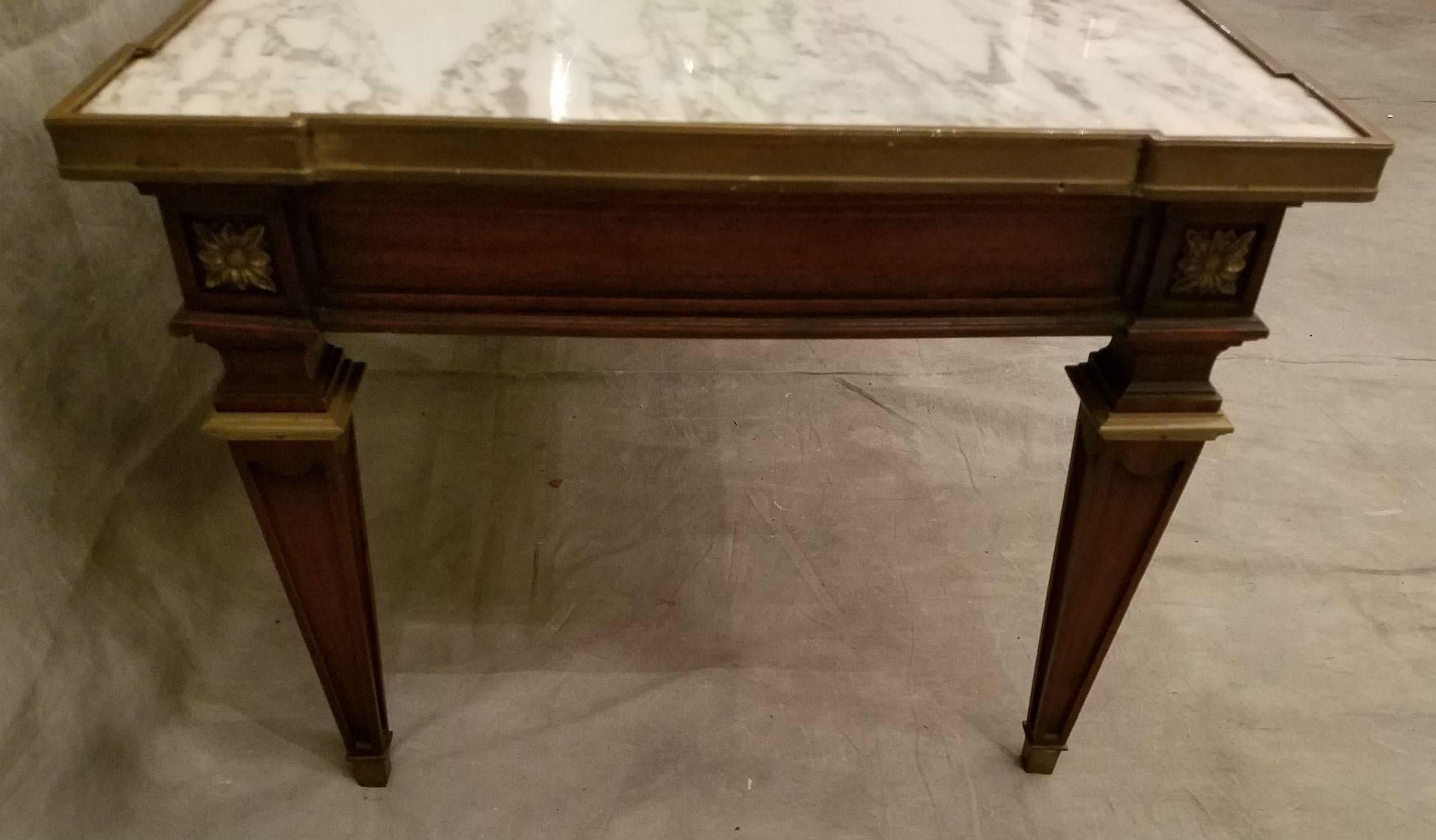 Unknown Louis XVI Style Bronze-Mounted Marble-Top Coffee Table For Sale