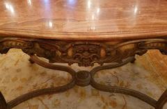 19th Century French Ornately Carved and Painted Onyx Top Center Table