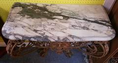 Antique Painted Wrought Iron Marble-Top Console