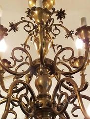 19th Century Dutch Brass Two-Tier Twelve-Light Chandelier