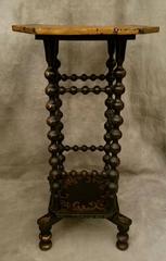 19th Century English Victorian Black Lacquer and Painted Table