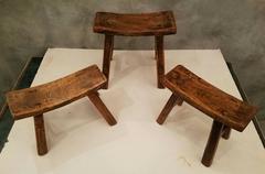 Three Antique Chinese Ming Style Hardwood Stools