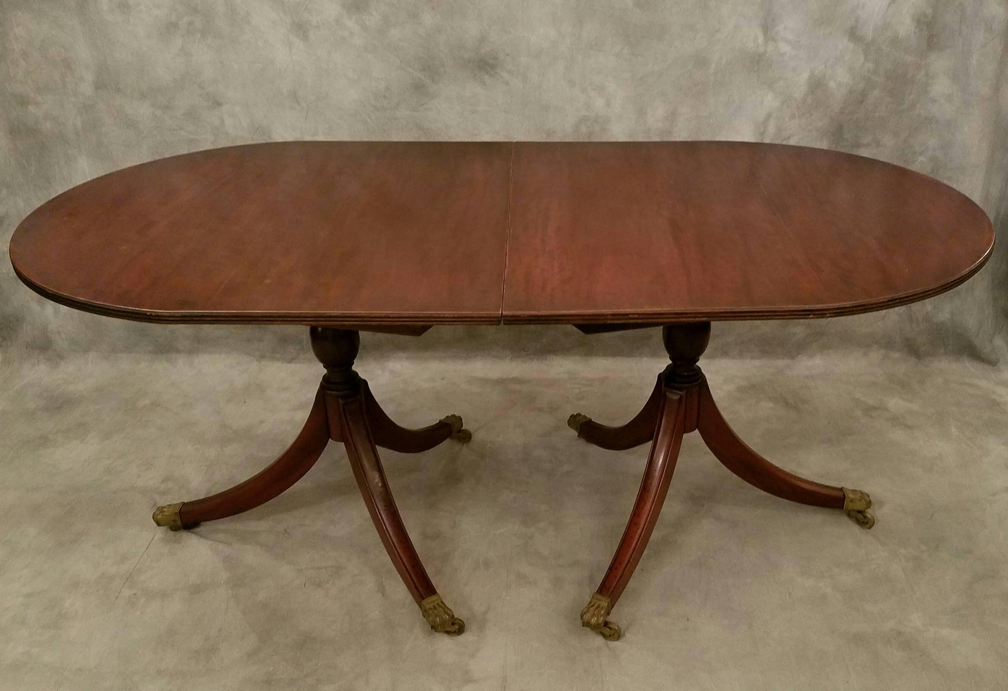 19th Century English Regency Mahogany Double Pedestal Dining / Breakfast Table For Sale 3
