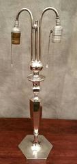 Silver Plated Hexagonal Two-Light Candlestick Table Lamp