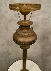 American Victorian Bronze and Marble Table Floor Lamp