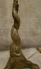 Four Light Iron Floor Lamp with Dolphin Base