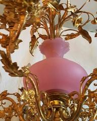 19th Century French Gilt Bronze and Opaline 12-Light Chandelier