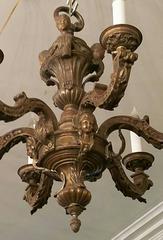 19th Century Bronze Six-Light Chandelier with Caryatid Faces
