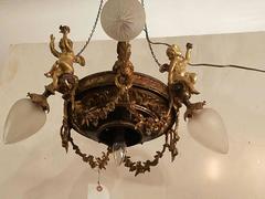 19th Century Gilt Bronze Four-Light Chandelier with Figures