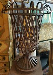 Large Antique Iron Vase and Pedestal