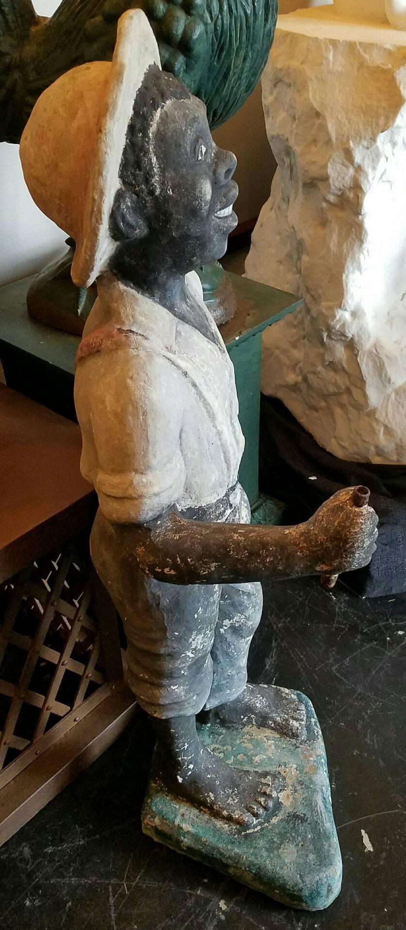 Two Antique Cast Concrete Lawn Figures of Black Boys at 1stDibs vintage black boy fishing