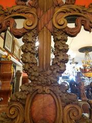 19th Century Louis XVI Carved and Polychrome Mirror