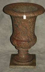 Large Pair of 19th Century Carved Pink and Gray Granite Urns