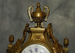19th Century Japy Freres Bronze Cartel Clock with Painted Dial