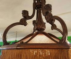 Biedermeier Five-Light Carved Mahogany Chandelier