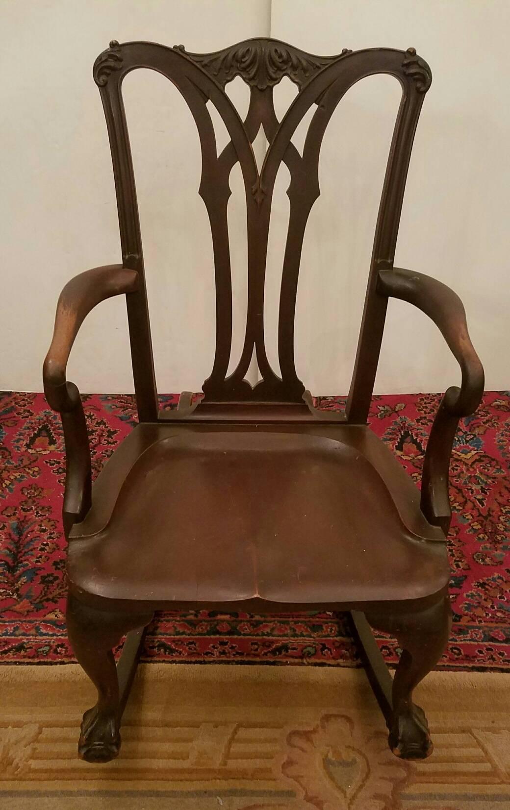 Chippendale carved mahogany rocking chair.