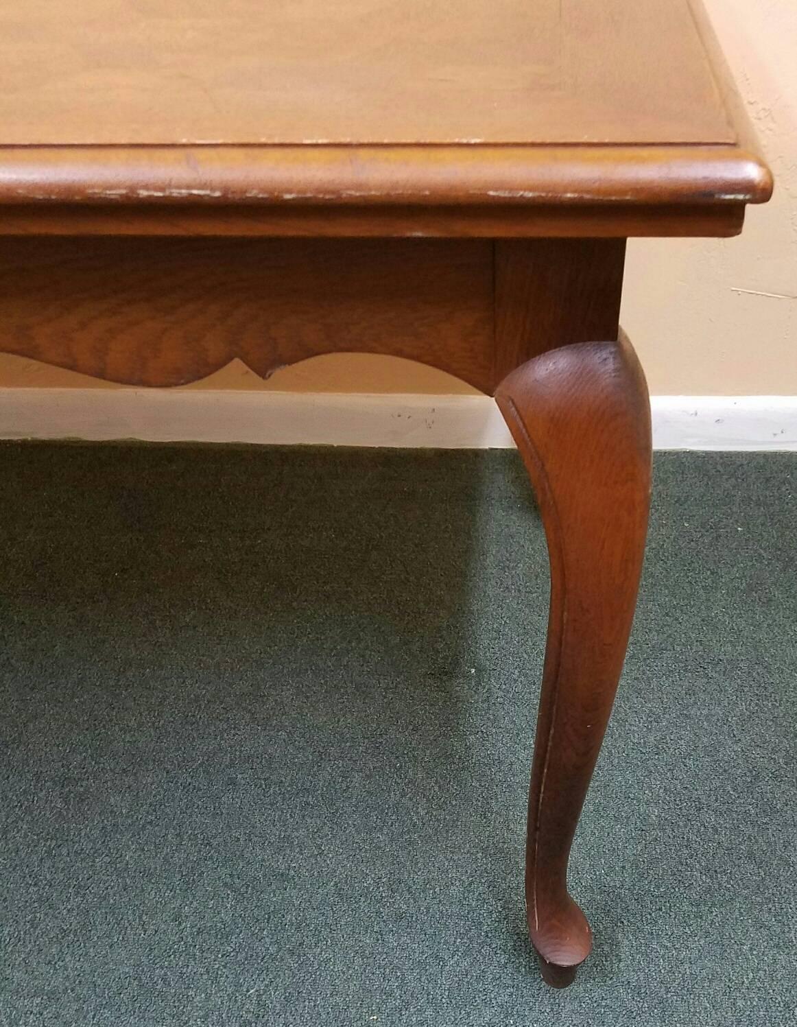 Country French Carved Oak Parquetry Top Dining Table In Good Condition For Sale In Miami, FL
