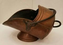 Large 19th Century Copper and Iron Coal Scuttle