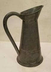 Two Large Antique Metal Pitchers