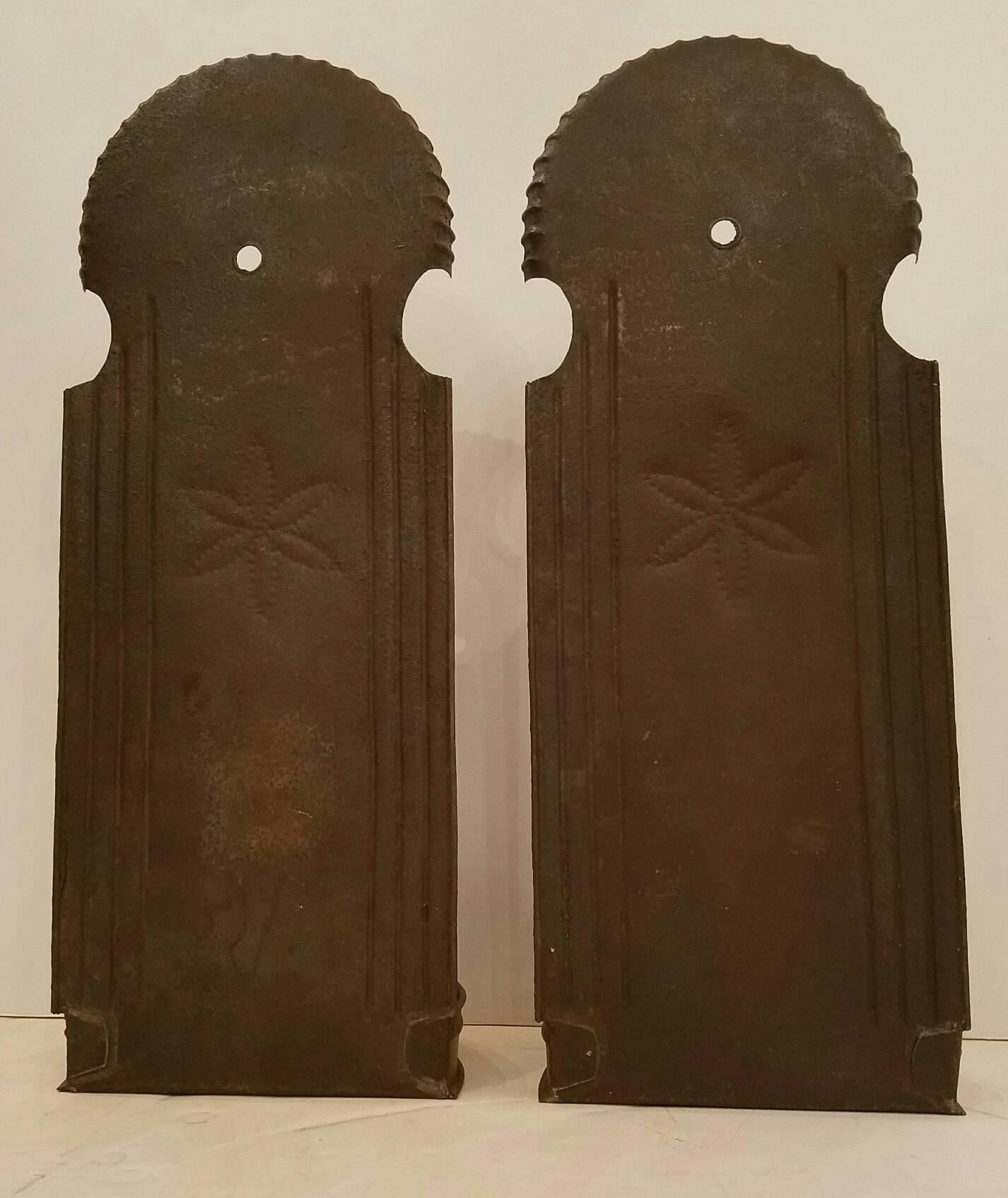 Pair of tole (metal) hanging double candleholders.