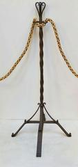 Three Antique Wrought Iron Gallery Posts and Silk Cord or Rope