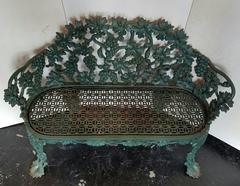 Antique Cast Iron Green Painted Garden Bench