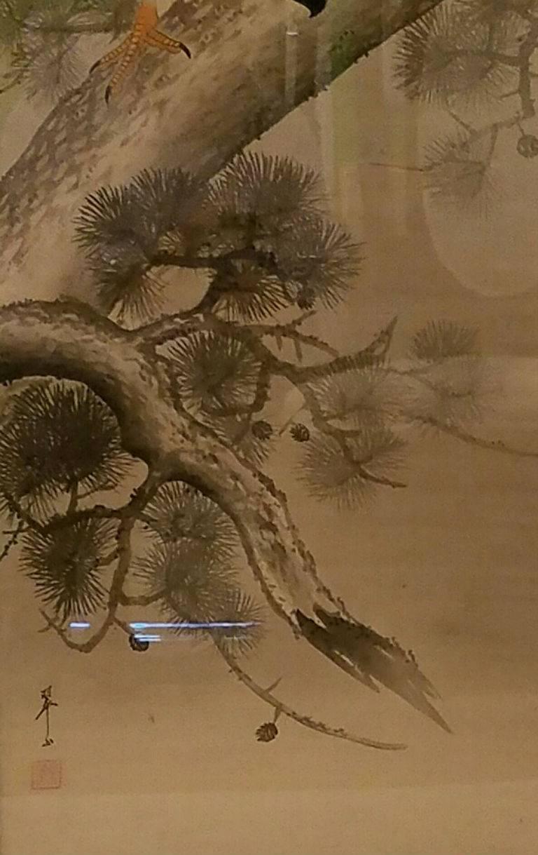Large Antique Chinese Signed Watercolor Painting on Silk In Good Condition In Miami, FL