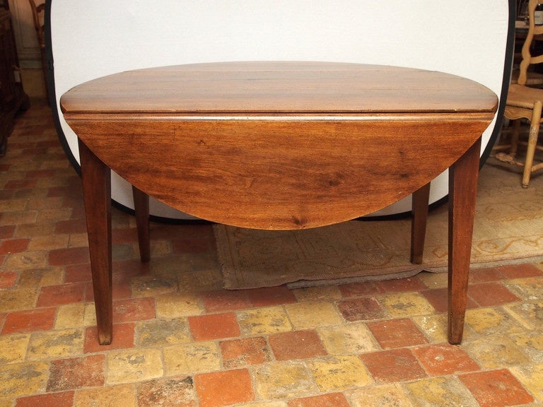 Carved 19th Century French Walnut Drop-Leaf Table