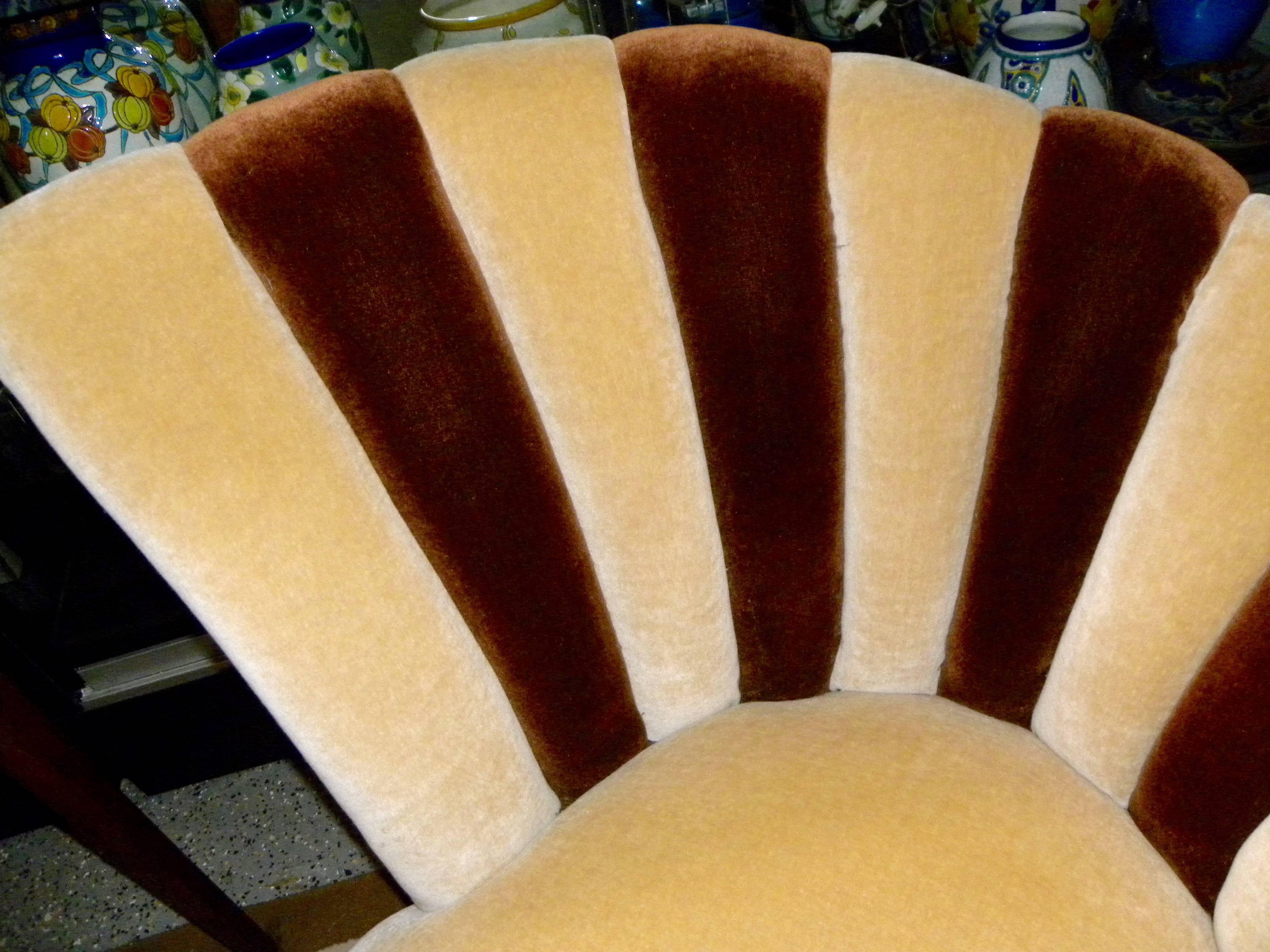 Mid-20th Century Art Deco Fanned Back Hollywood Swivel Chairs