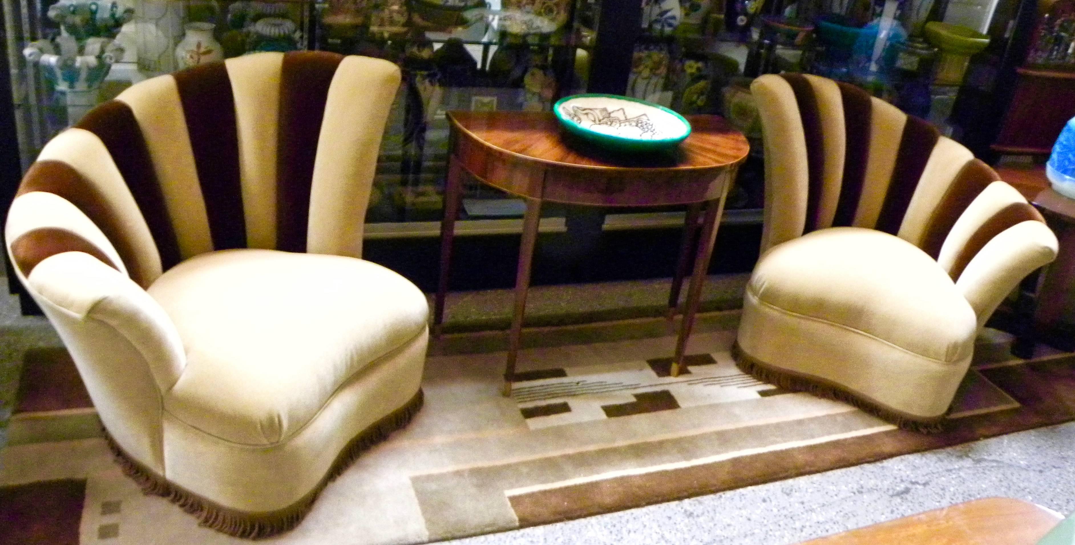 American Art Deco Fanned Back Hollywood Swivel Chairs