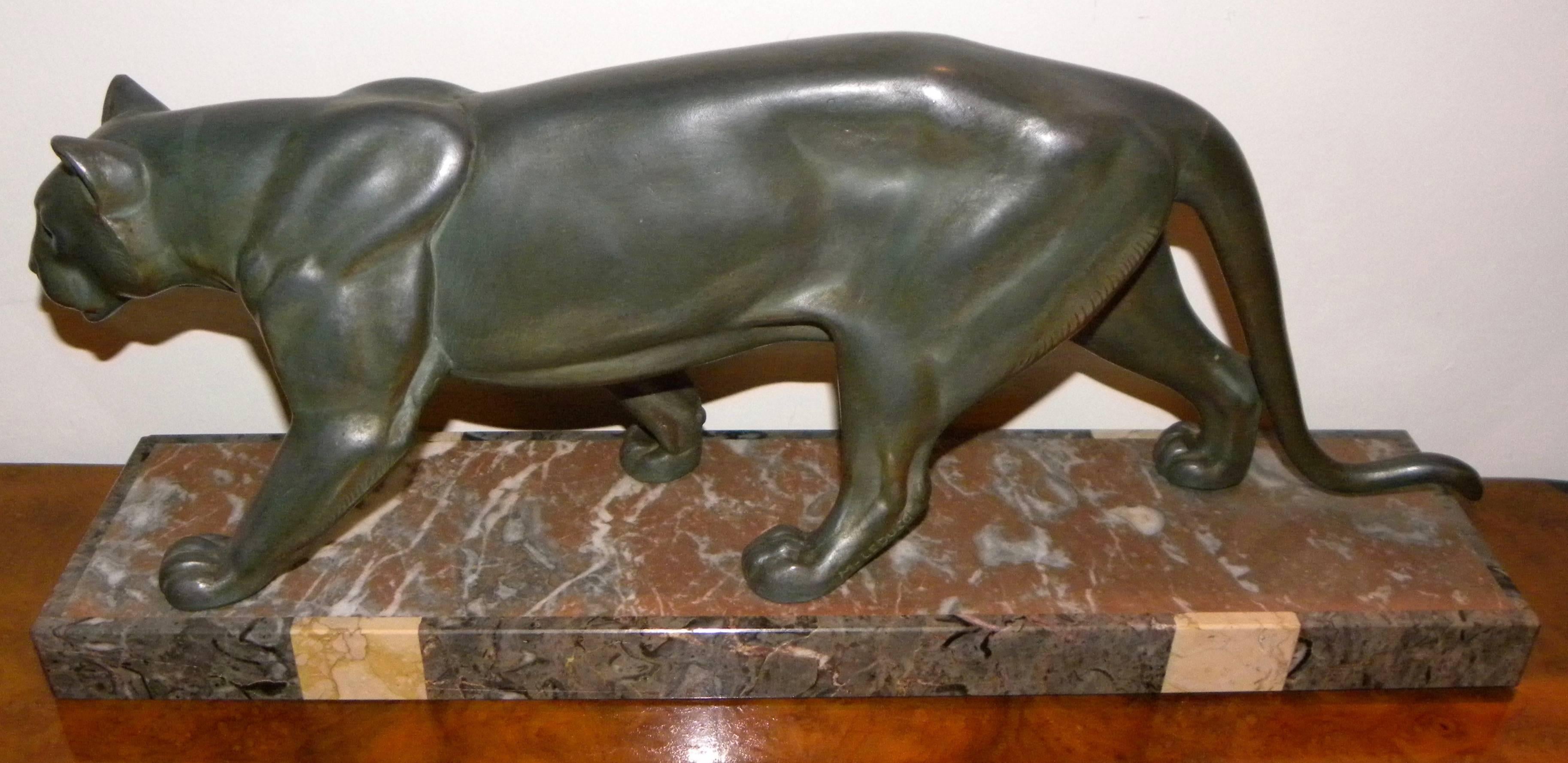 Mid-20th Century French Art Deco Panther Statue M. Leducq