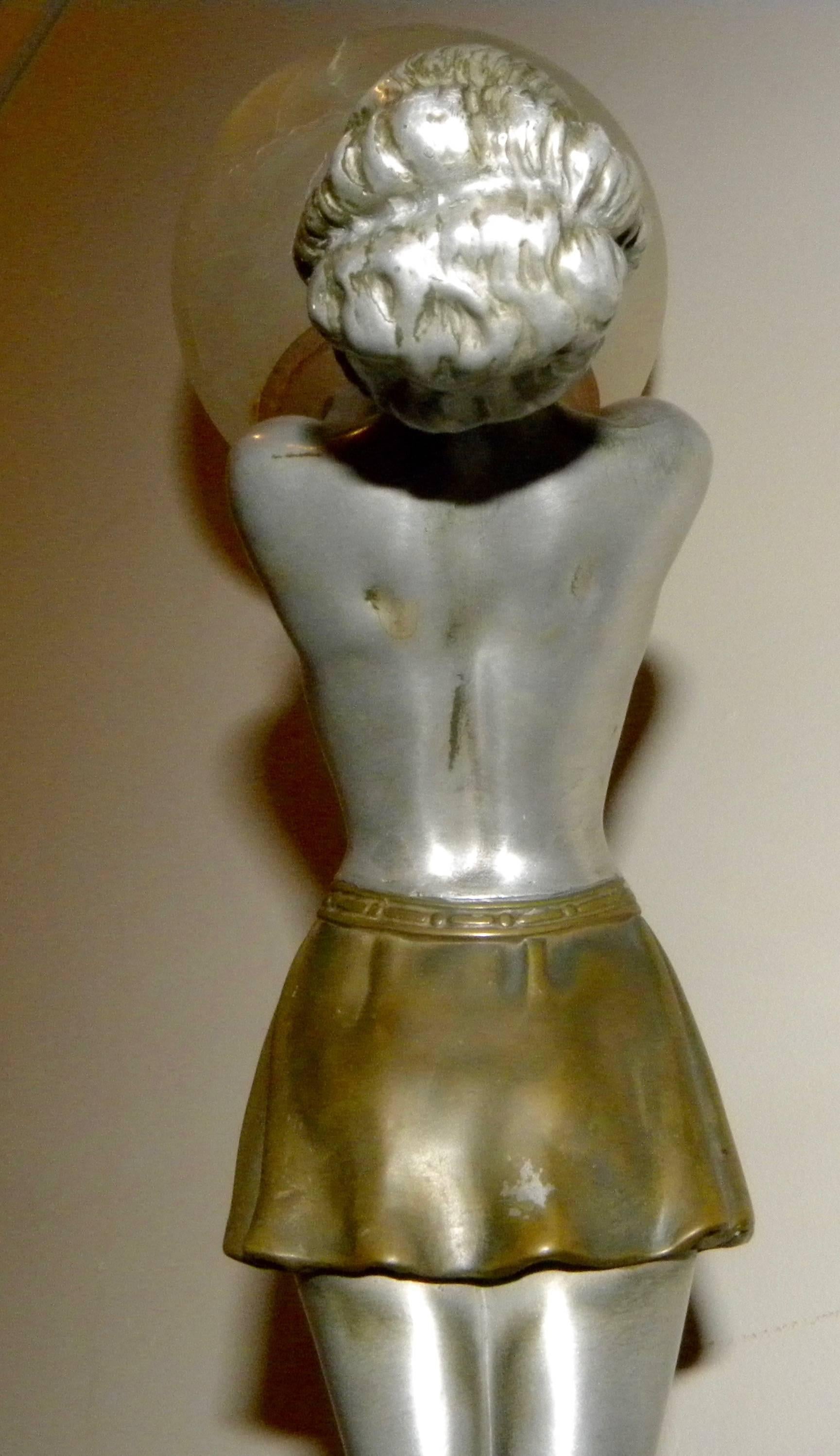 Mid-20th Century French Art Deco Statue Lamp by Balleste