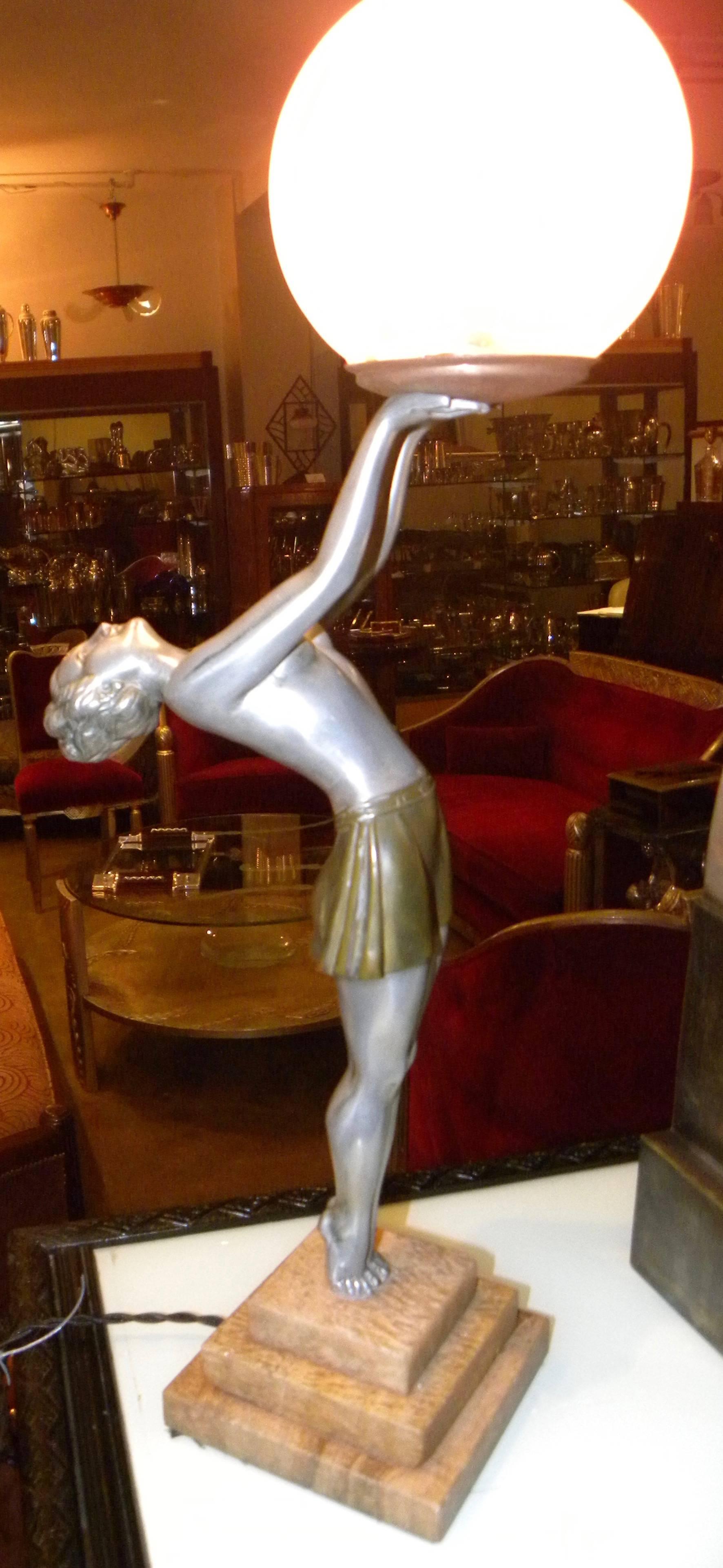 French Art Deco Statue Lamp by Balleste 2