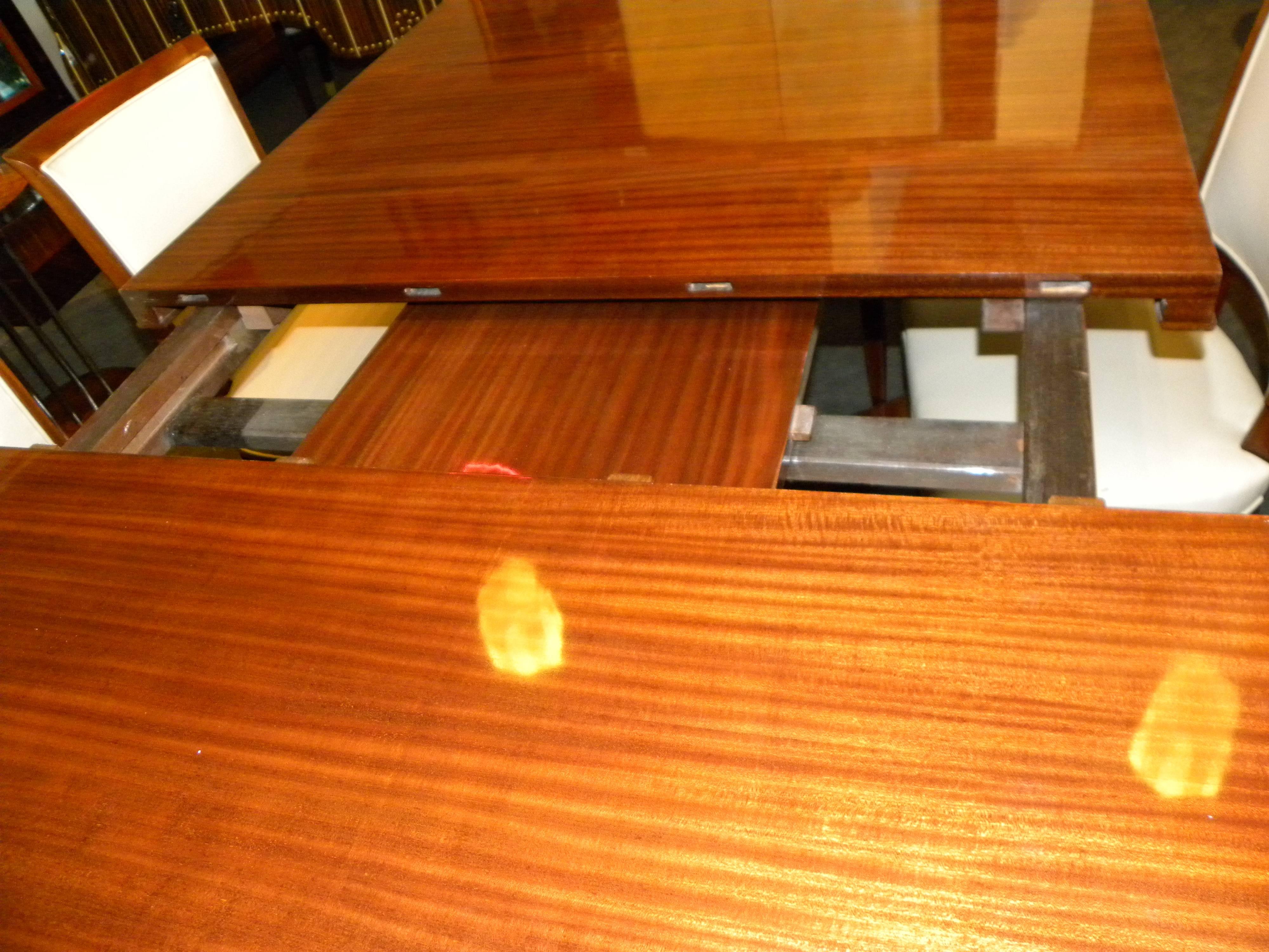 Leather Jules Leleu Dining Room Table and Chairs, 1937 Paris Exhibition