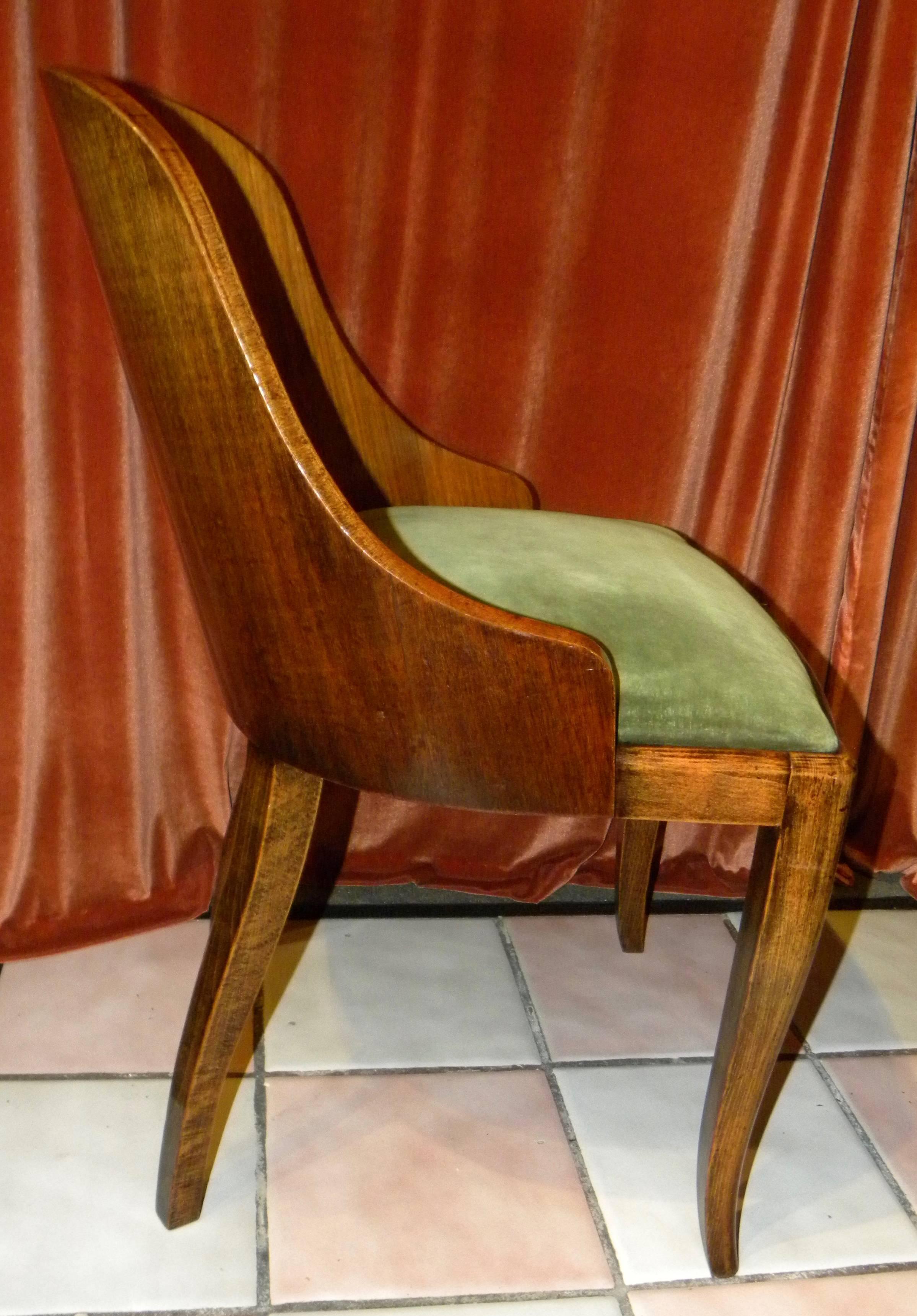 French Art Deco Rosewood Dining Suite Eight Gondola Chairs 5