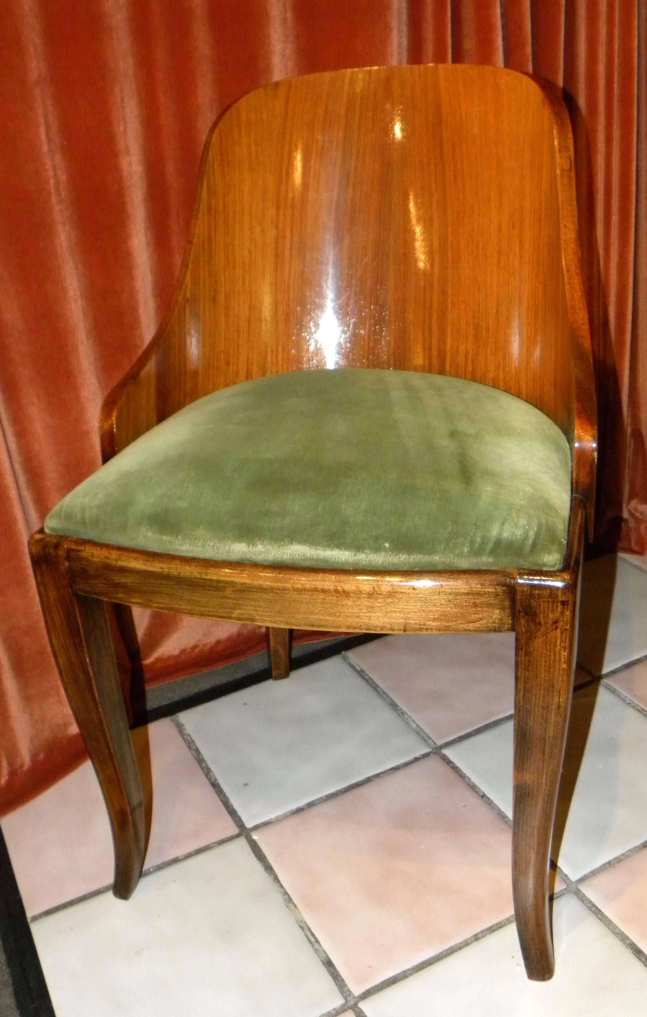 French Art Deco Rosewood Dining Suite Eight Gondola Chairs 6