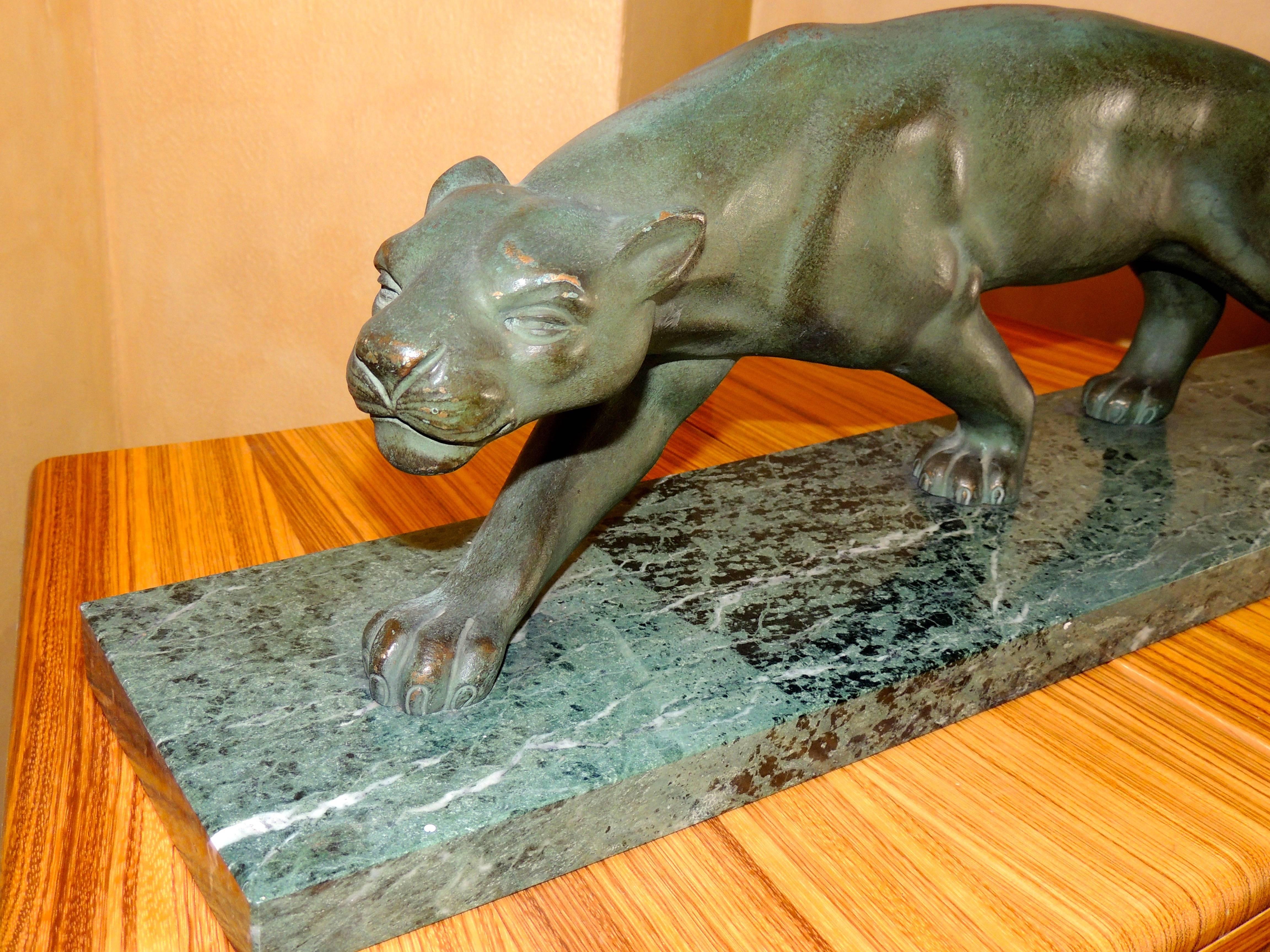 Art Deco Bronze Sculpture Panther by Secondo 1
