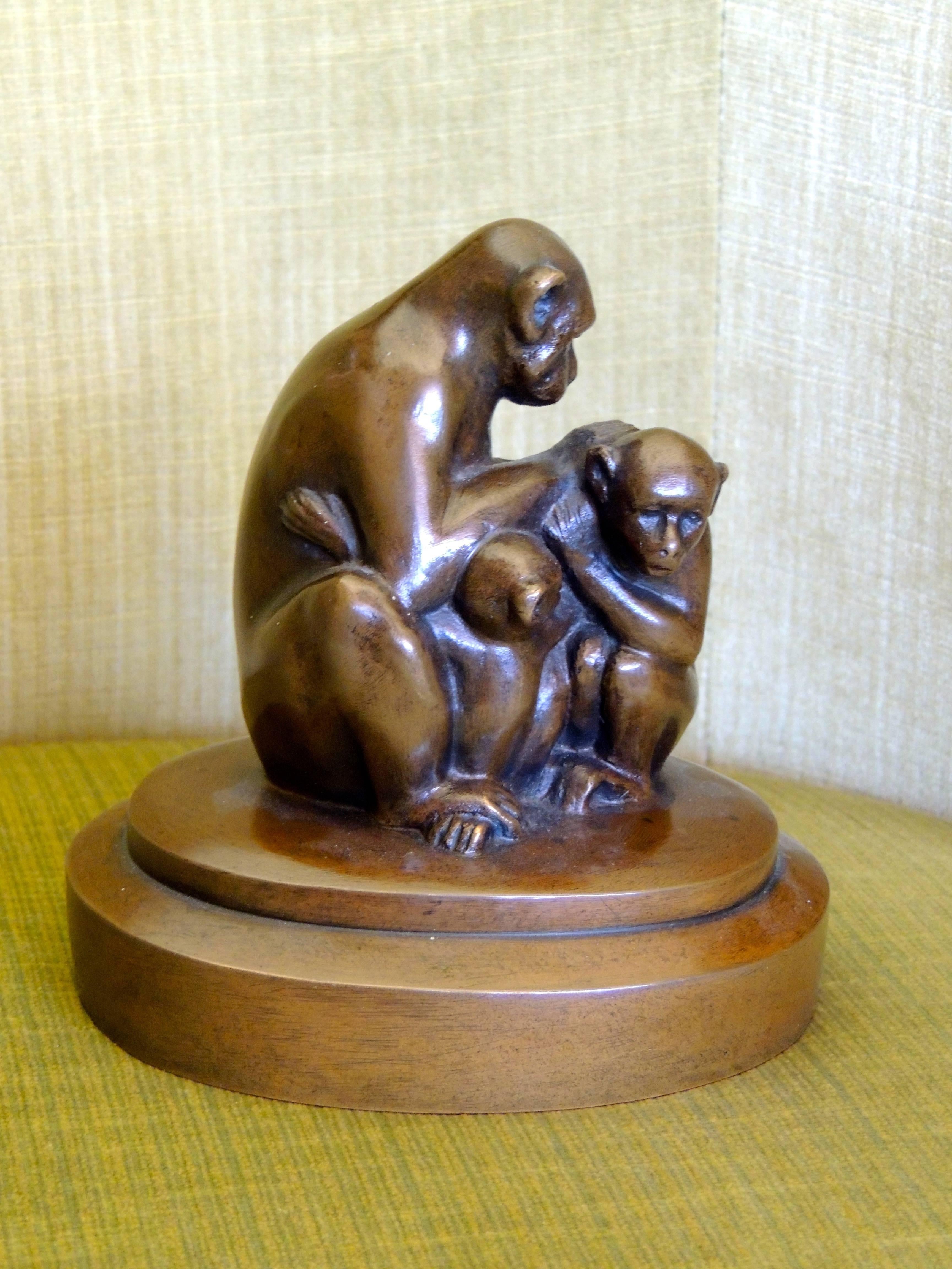 Dutch Bronze Monkey Sculpture Art Deco